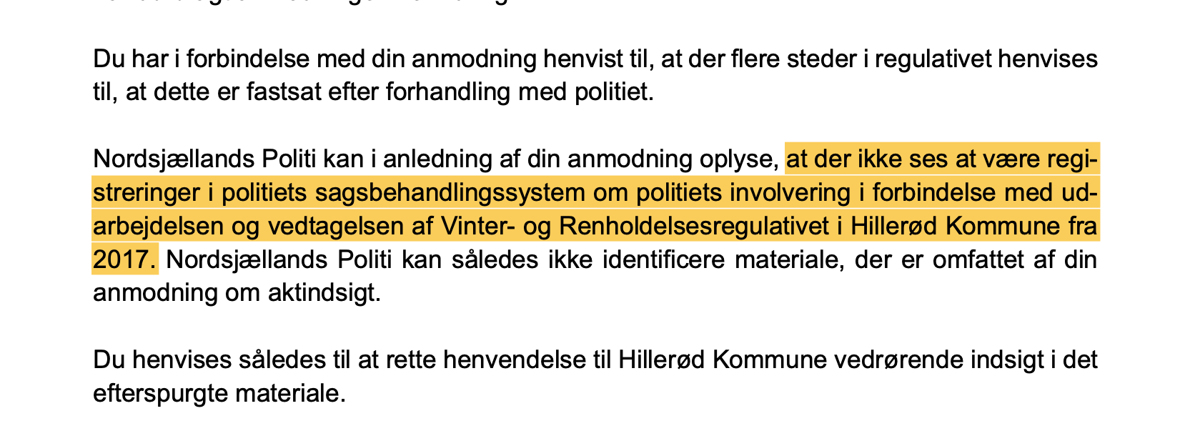 ❄️ Hillerød Kommune undlod at rydde sne – med henvisning til en aftale med politiet, der ikke findes